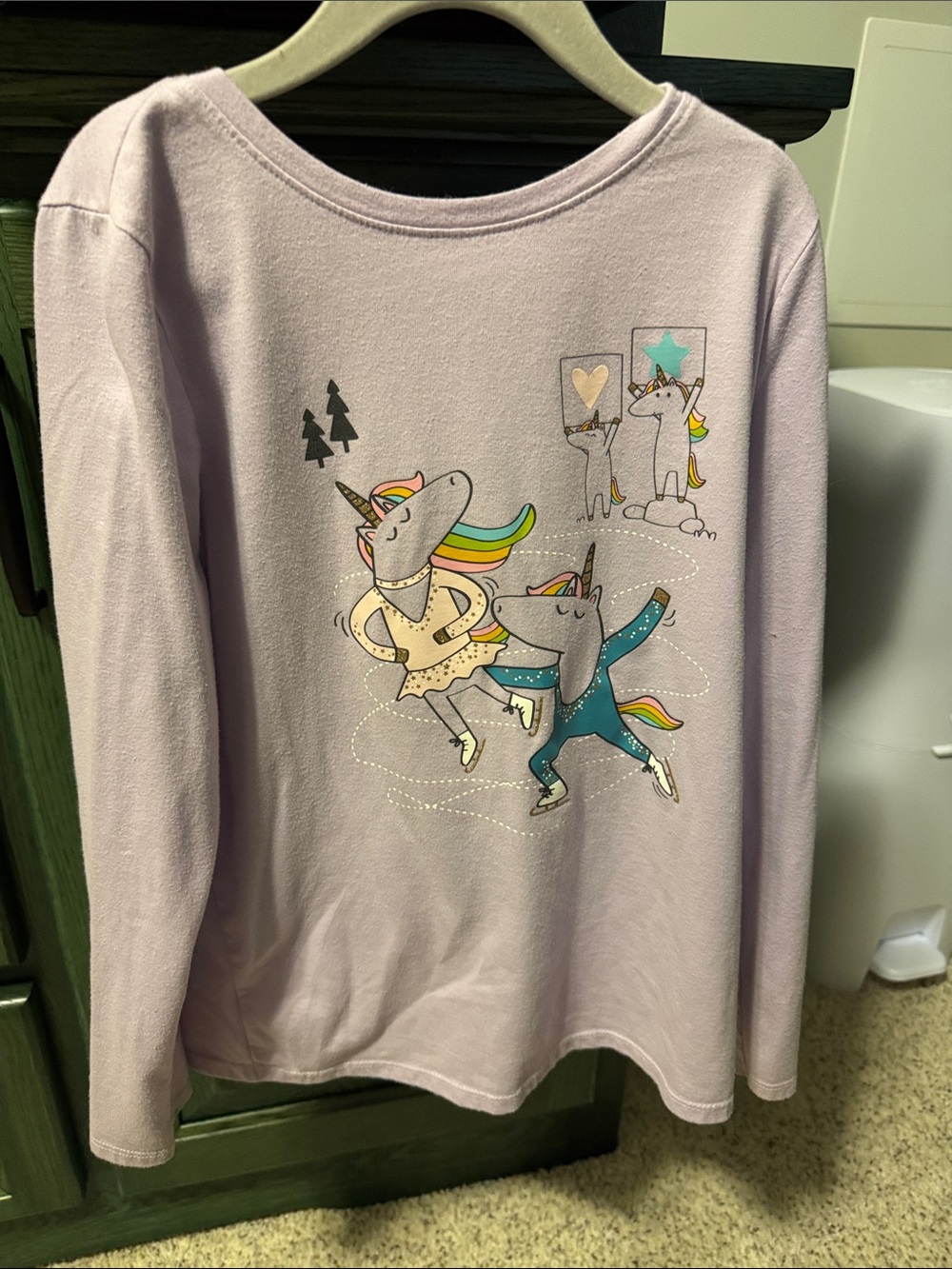 Cat & Jack Lavender Long-Sleeve Unicorn Graphic Tee
